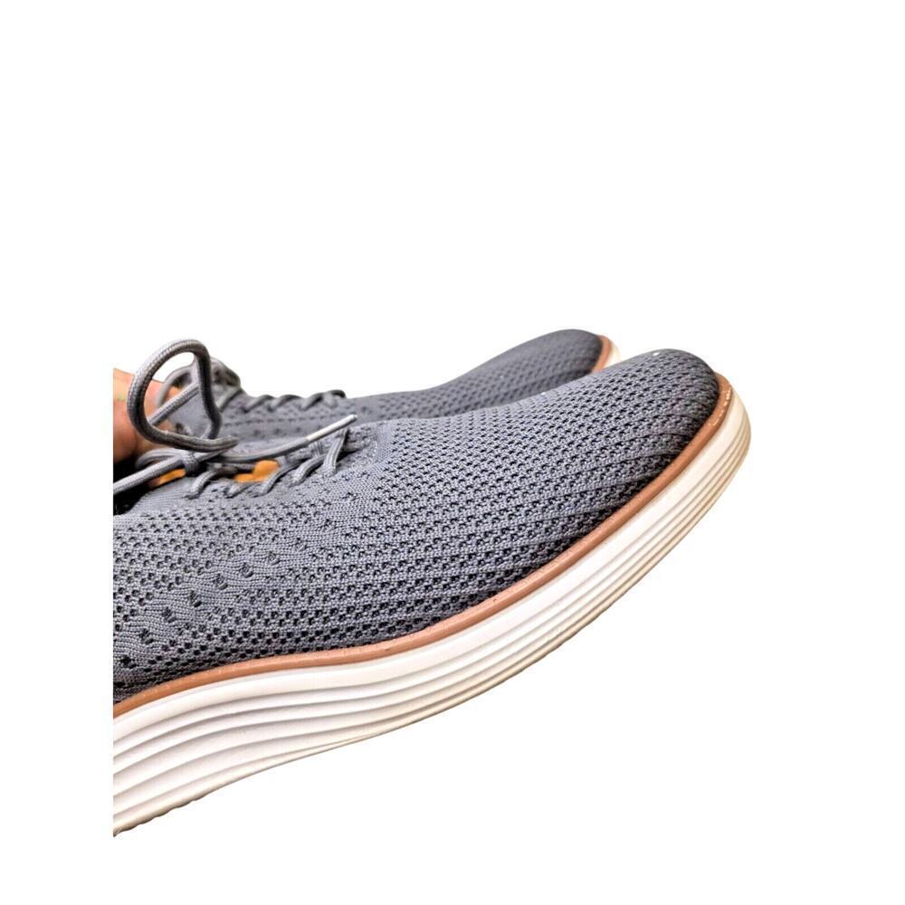 Athlefit Mens Casual Knit Sneakers Size‎ 9 Gray & Brown With Faux Leather Accent - Picture 15 of 15